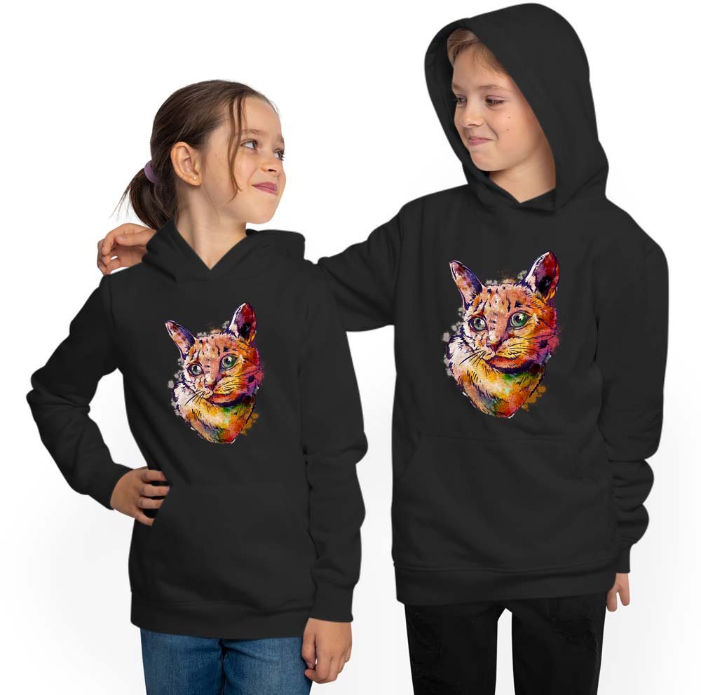 Hoodie Children's Hooded Sweatshirt - Cat in Oil Paint Look i114